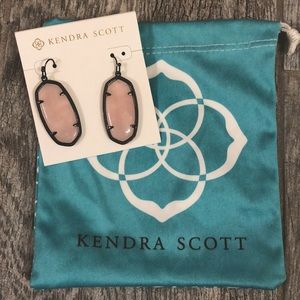 Kendra Scott Elle Earrings Rose Quartz & Gunmetal